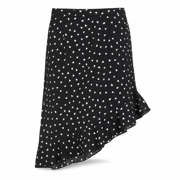 Nasty Gal Womens Black Polka Dot Polyester A-Line Skirt Size 12 Zip - Asymmetric Hem Heart Print