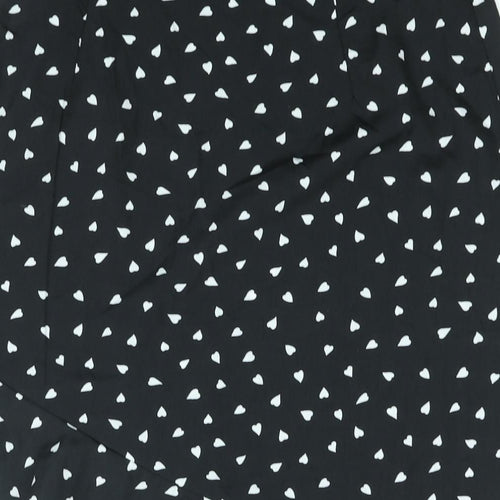 Nasty Gal Womens Black Polka Dot Polyester A-Line Skirt Size 12 Zip - Asymmetric Hem Heart Print