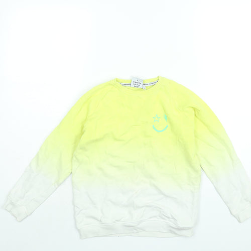 Scamp & Dude Boys Yellow Cotton Pullover Sweatshirt Size 8-9 Years Pullover - Smile Back Print Ombre