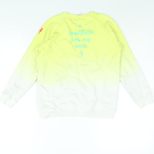 Scamp & Dude Boys Yellow Cotton Pullover Sweatshirt Size 8-9 Years Pullover - Smile Back Print Ombre