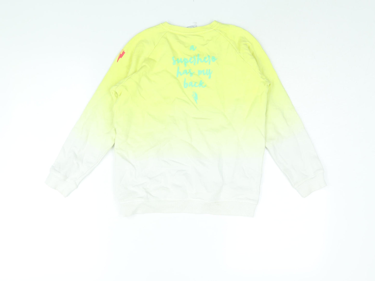 Scamp & Dude Boys Yellow Cotton Pullover Sweatshirt Size 8-9 Years Pullover - Smile Back Print Ombre