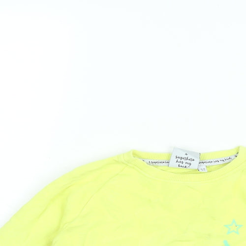 Scamp & Dude Boys Yellow Cotton Pullover Sweatshirt Size 8-9 Years Pullover - Smile Back Print Ombre