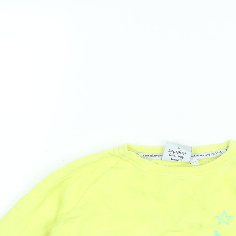 Scamp & Dude Boys Yellow Cotton Pullover Sweatshirt Size 8-9 Years Pullover - Smile Back Print Ombre