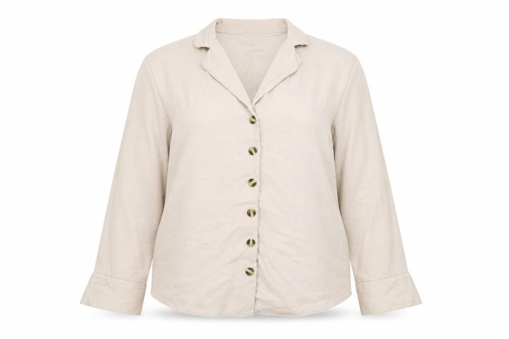 Front view of New Look Maternity women’s pink polyester basic blouse, size UK 12, collared