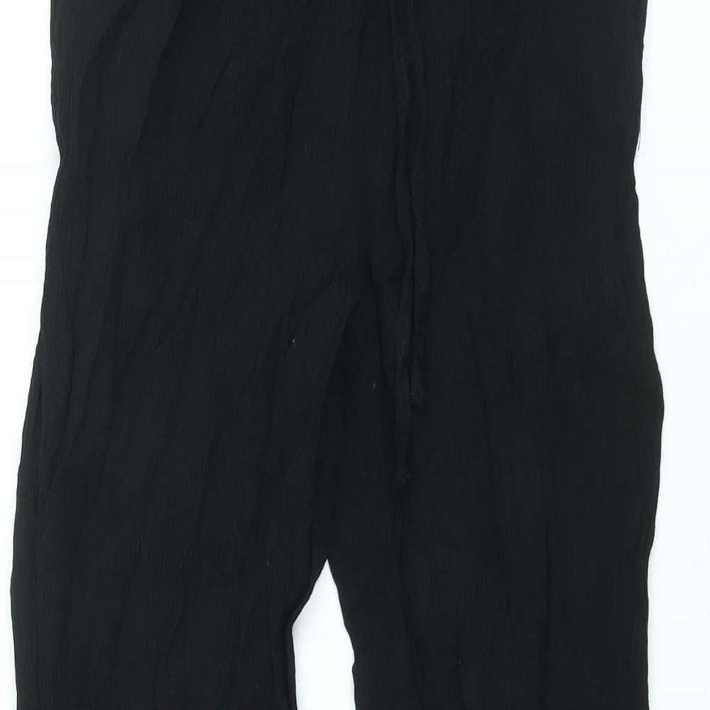 Zara Womens Black Viscose Trousers Size S L31 in Regular Drawstring