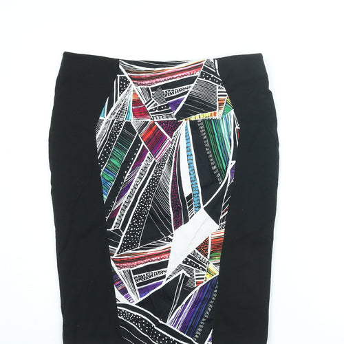 Limited Collection Womens Black Polyester Straight & Pencil Skirt Size 14 Zip - Geometric Print