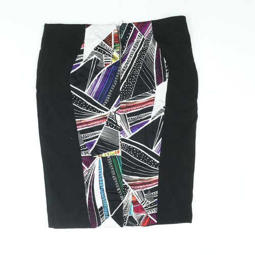 Limited Collection Womens Black Polyester Straight & Pencil Skirt Size 14 Zip - Geometric Print