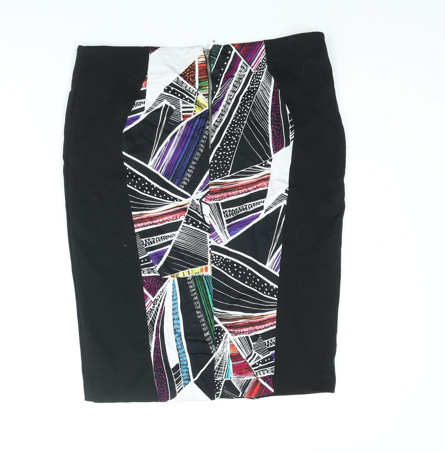 Limited Collection Womens Black Polyester Straight & Pencil Skirt Size 14 Zip - Geometric Print