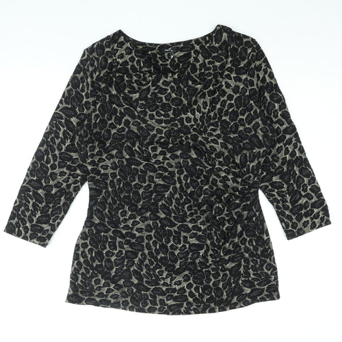M&Co Womens Black Geometric Polyester Basic Blouse Size 20 Cowl Neck - Rouched Glitter