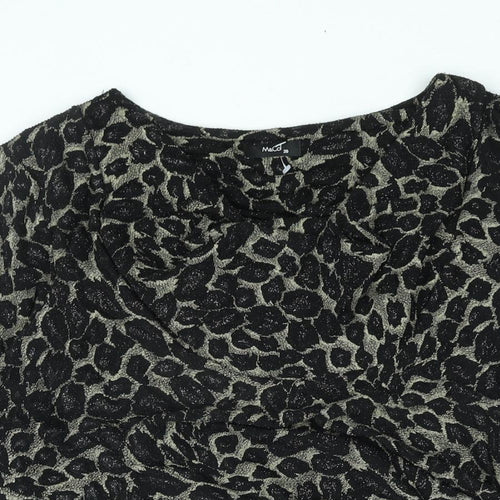 M&Co Womens Black Geometric Polyester Basic Blouse Size 20 Cowl Neck - Rouched Glitter