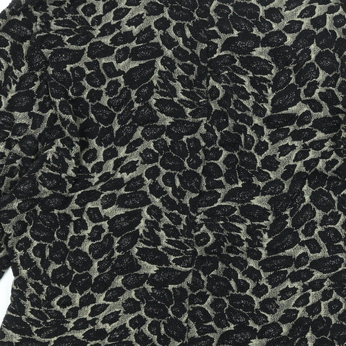 M&Co Womens Black Geometric Polyester Basic Blouse Size 20 Cowl Neck - Rouched Glitter