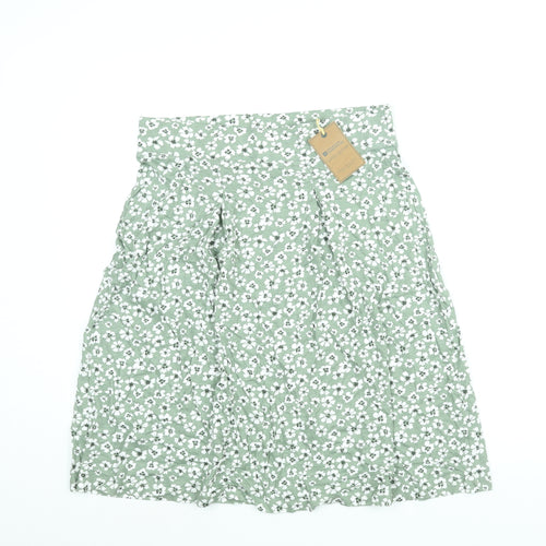 Mountain Warehouse Womens Green Floral Cotton A-Line Skirt Size 14