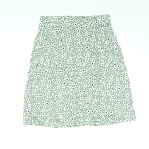 Mountain Warehouse Womens Green Floral Cotton A-Line Skirt Size 14