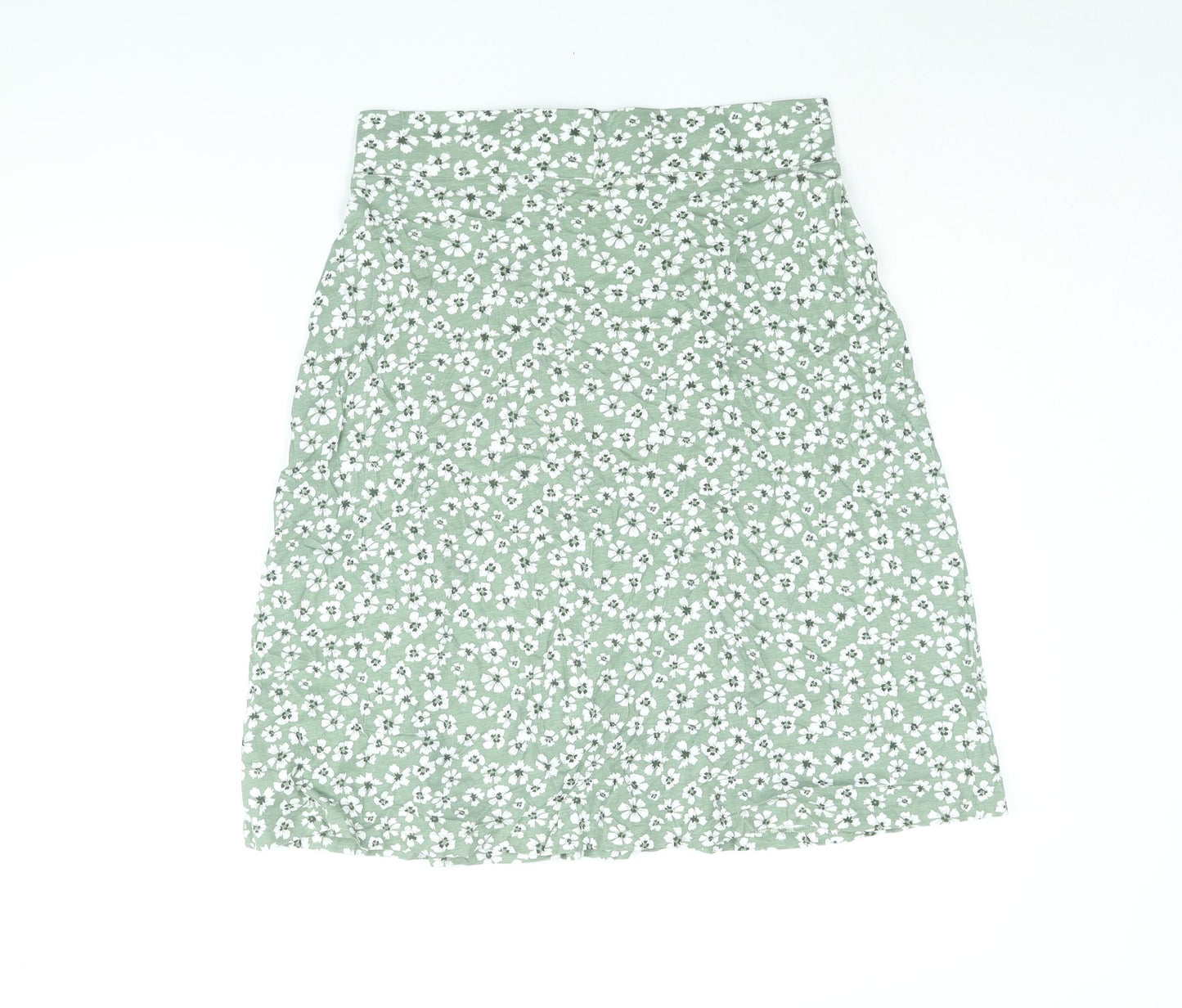 Mountain Warehouse Womens Green Floral Cotton A-Line Skirt Size 14