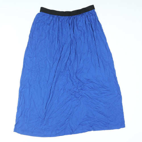 Warehouse Womens Blue Viscose A-Line Skirt Size 12