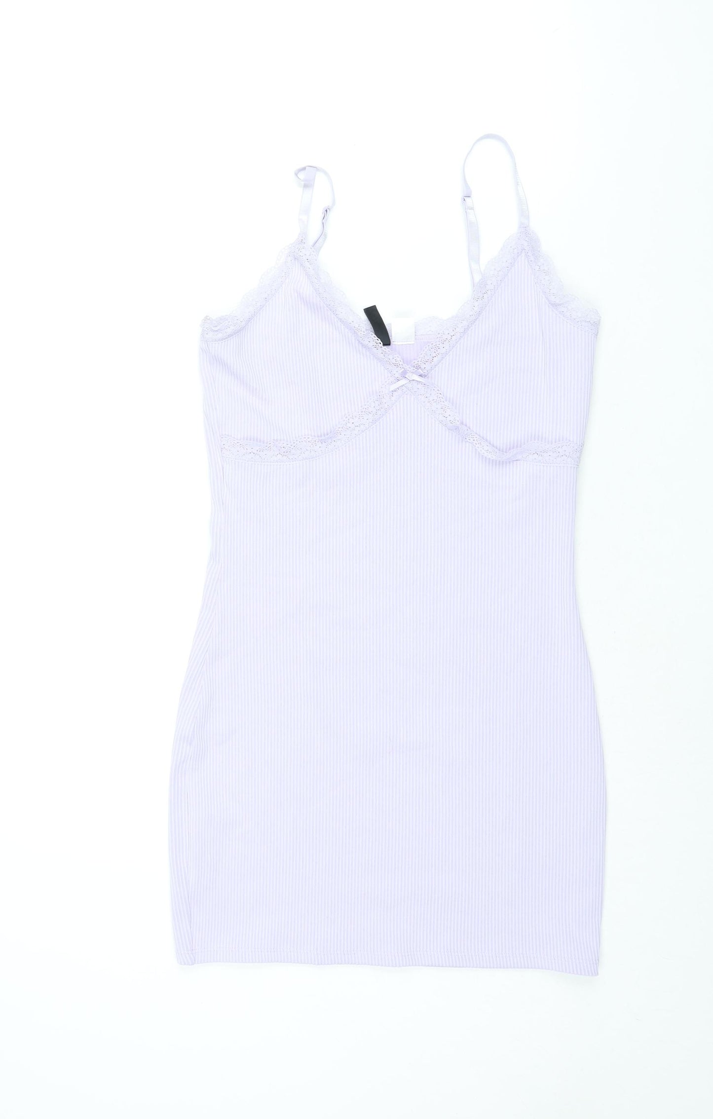 Divided by H&M Womens Purple Polyester Mini Size M V-Neck Pullover - Lace Trim Bow