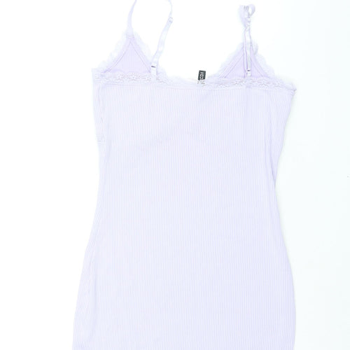 Divided by H&M Womens Purple Polyester Mini Size M V-Neck Pullover - Lace Trim Bow