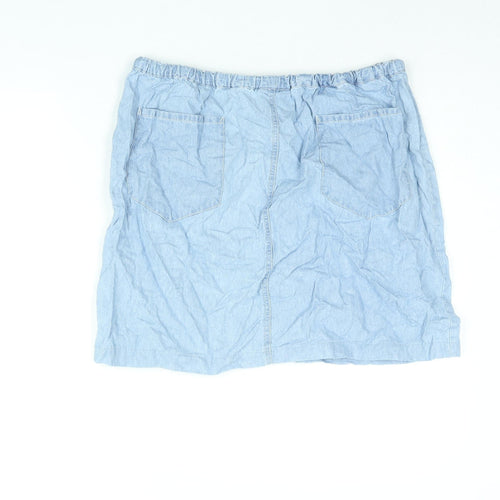 BHS Womens Blue Cotton Mini Skirt Size 34 in Drawstring
