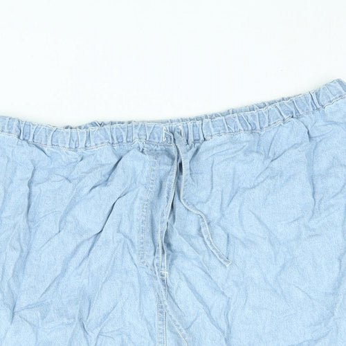 BHS Womens Blue Cotton Mini Skirt Size 34 in Drawstring