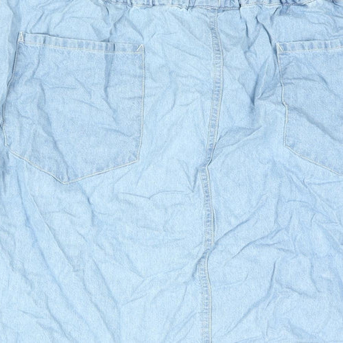 BHS Womens Blue Cotton Mini Skirt Size 34 in Drawstring