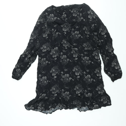 NEXT Womens Black Geometric Viscose Shift Size 16 V-Neck Pullover