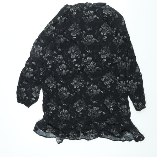 NEXT Womens Black Geometric Viscose Shift Size 16 V-Neck Pullover