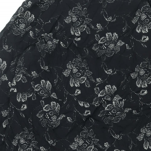 NEXT Womens Black Geometric Viscose Shift Size 16 V-Neck Pullover
