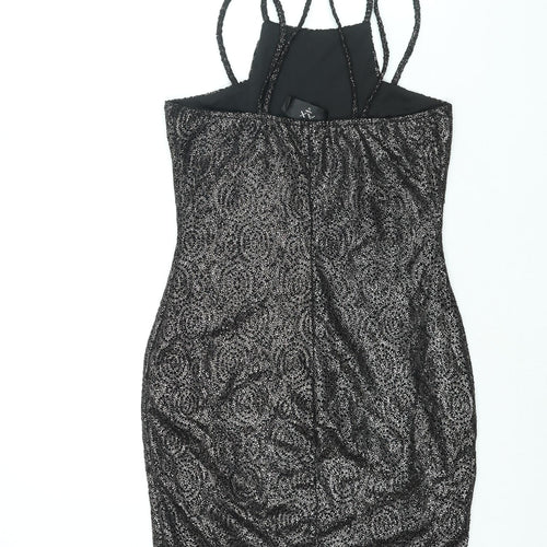 AX Paris Womens Black Polyester Bodycon Size 12 Square Neck Pullover - Glitter