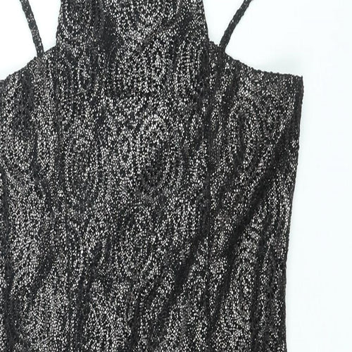 AX Paris Womens Black Polyester Bodycon Size 12 Square Neck Pullover - Glitter