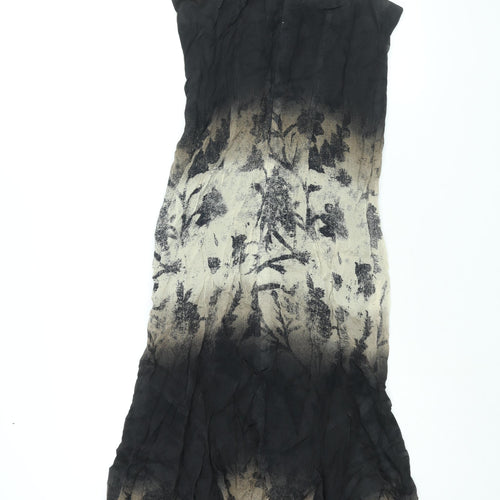 Elinette Womens Black Geometric Viscose Slip Dress Size 12 Square Neck Zip