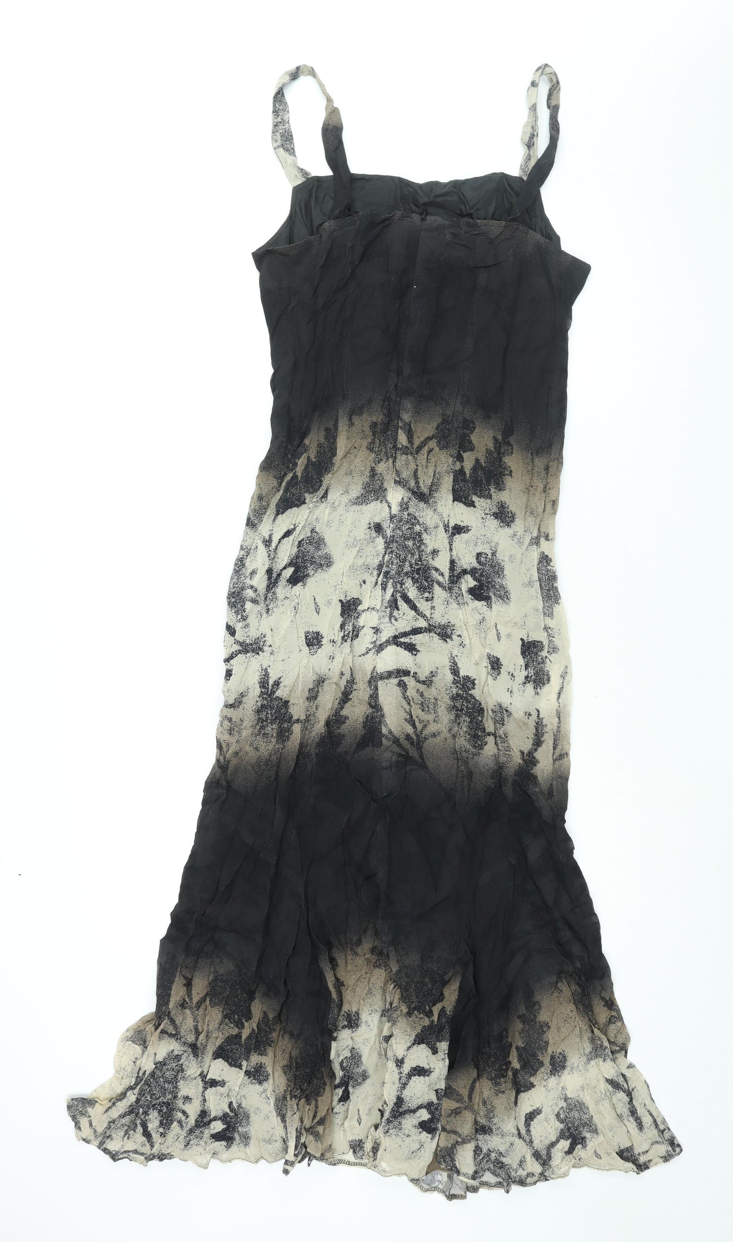 Elinette Womens Black Geometric Viscose Slip Dress Size 12 Square Neck Zip