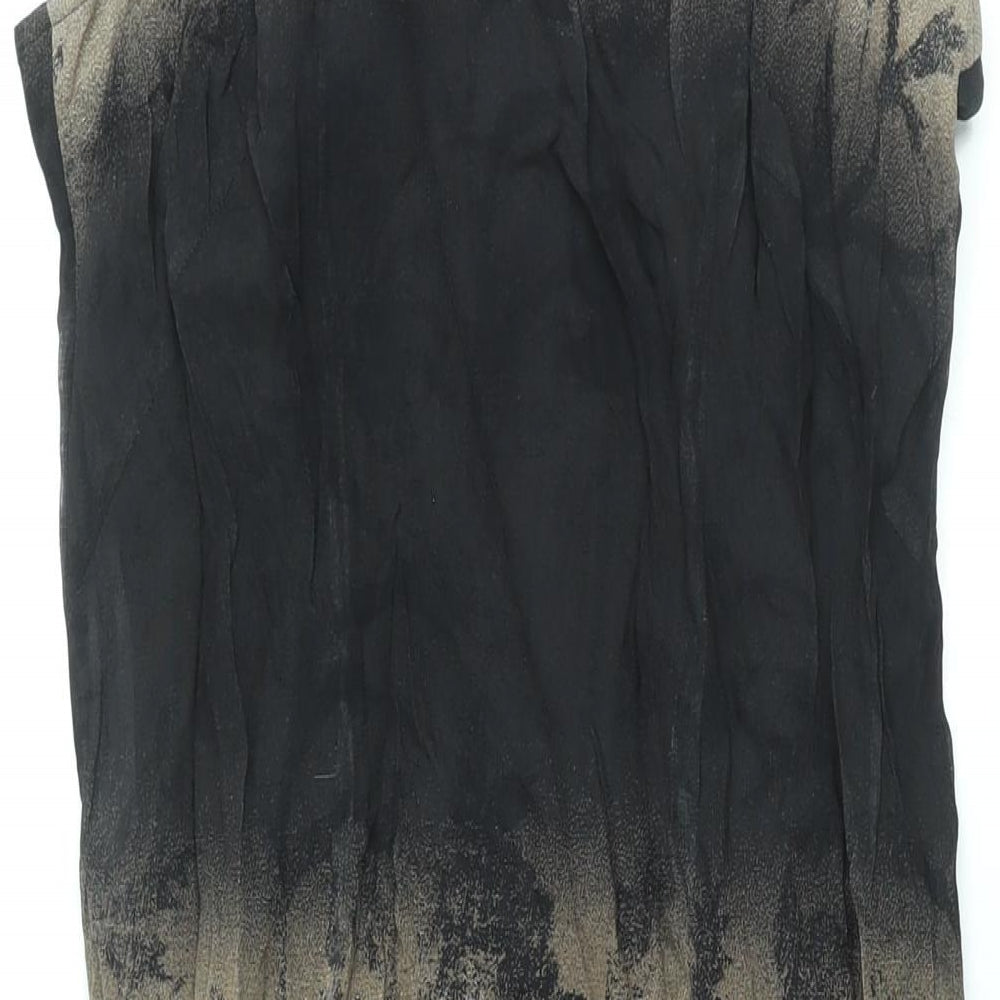 Elinette Womens Black Geometric Viscose Slip Dress Size 12 Square Neck Zip