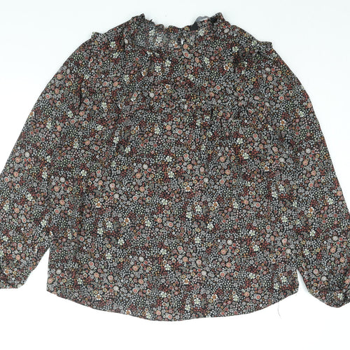 Dorothy Perkins Womens Multicoloured Floral Polyester Basic Blouse Size 20 Mock Neck - Frill