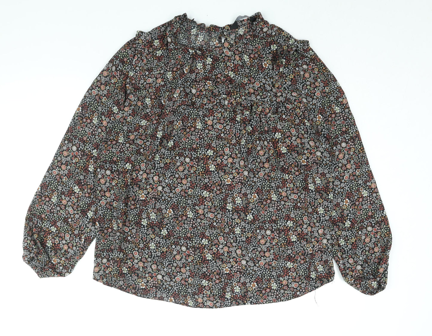 Dorothy Perkins Womens Multicoloured Floral Polyester Basic Blouse Size 20 Mock Neck - Frill