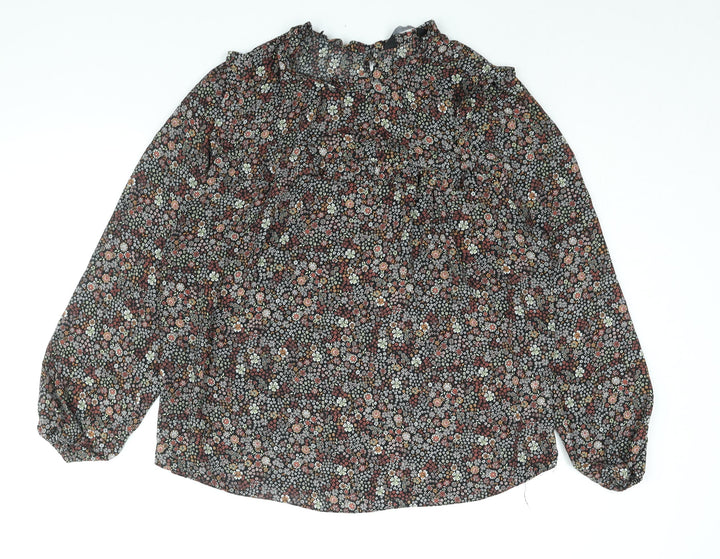 Dorothy Perkins Womens Multicoloured Floral Polyester Basic Blouse Size 20 Mock Neck - Frill