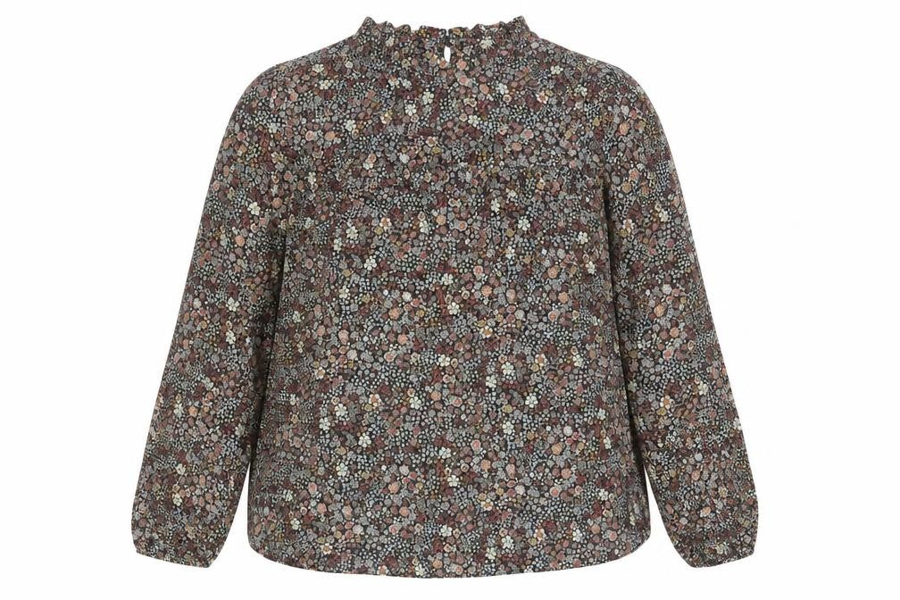 Front view of Dorothy Perkins women’s multicoloured floral polyester basic blouse, size UK 20, mock neck - frill