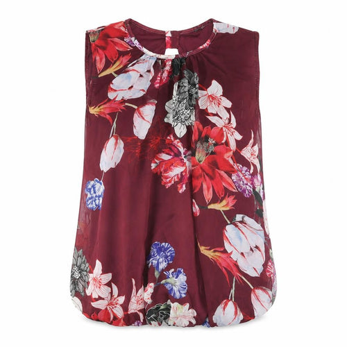 Quiz Womens Red Floral Polyester Camisole Blouse Size 8 Round Neck