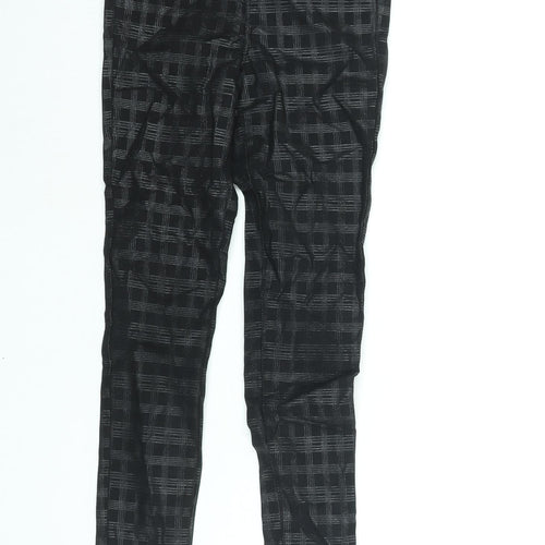 NEXT Girls Black Check Viscose Cropped Trousers Size 10 Years L22 in Regular Pullover - Glitter