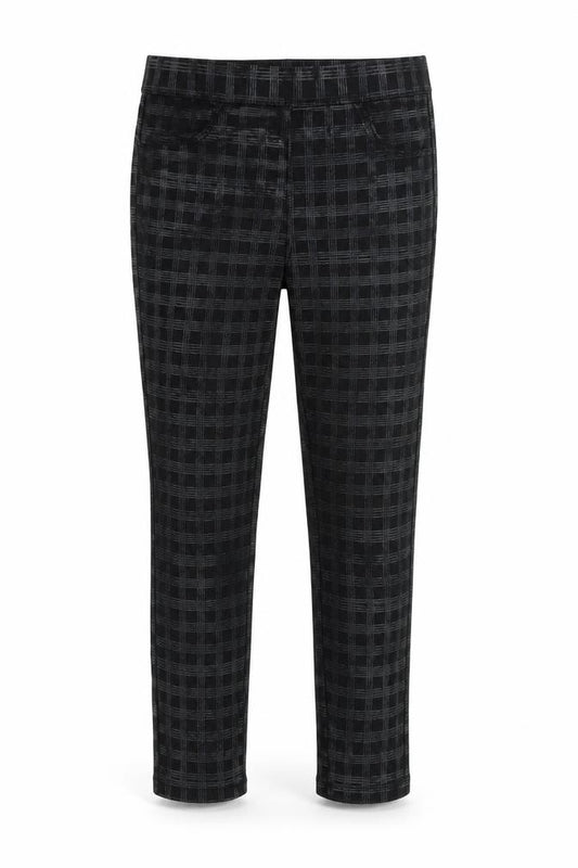 NEXT Girls Black Check Viscose Cropped Trousers Size 10 Years L22 in Regular Pullover - Glitter