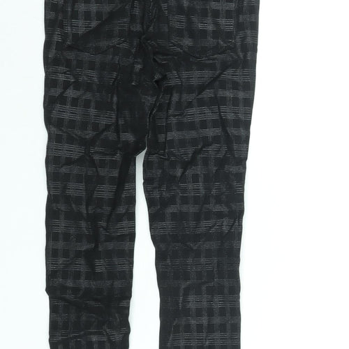 NEXT Girls Black Check Viscose Cropped Trousers Size 10 Years L22 in Regular Pullover - Glitter