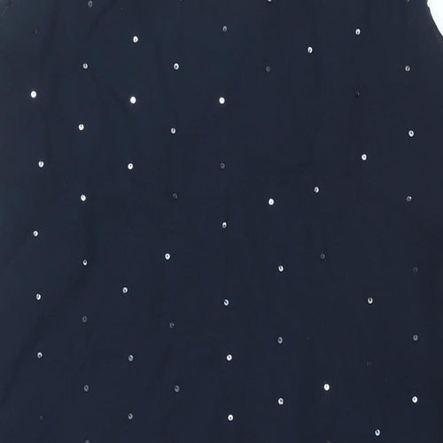 NEXT Womens Blue Polyester Shift Size 16 V-Neck Zip - Geometric Sequin