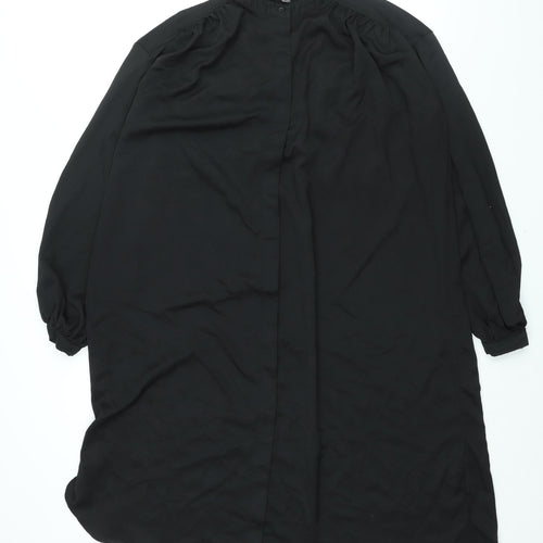 H&M Womens Black Polyester Shirt Dress Size S Round Neck Button
