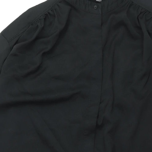 H&M Womens Black Polyester Shirt Dress Size S Round Neck Button