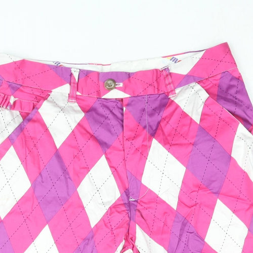 Royal & Awesome Mens Pink Argyle/Diamond Cotton Chino Shorts Size 30 in L9 in Regular Zip - Golf Logo Badge