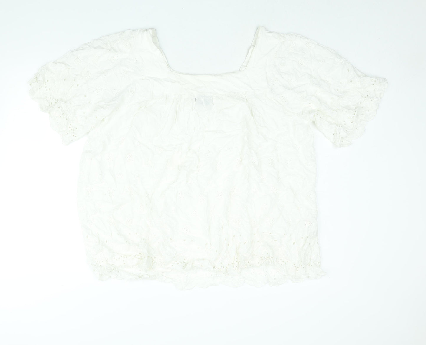 Yours Womens White Viscose Basic Blouse Size 20 Square Neck - Embroidered