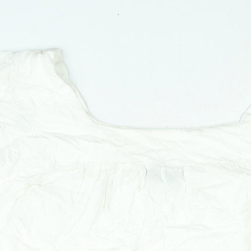 Yours Womens White Viscose Basic Blouse Size 20 Square Neck - Embroidered