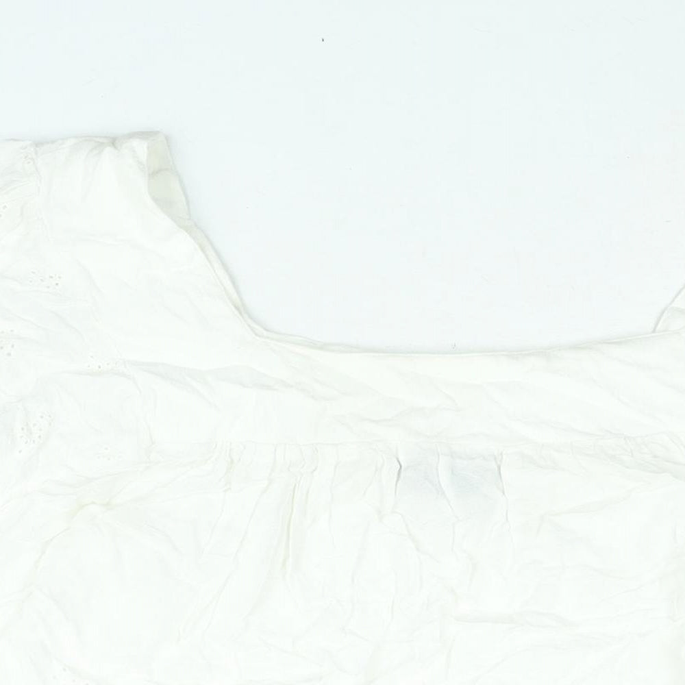 Yours Womens White Viscose Basic Blouse Size 20 Square Neck - Embroidered