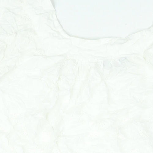 Yours Womens White Viscose Basic Blouse Size 20 Square Neck - Embroidered