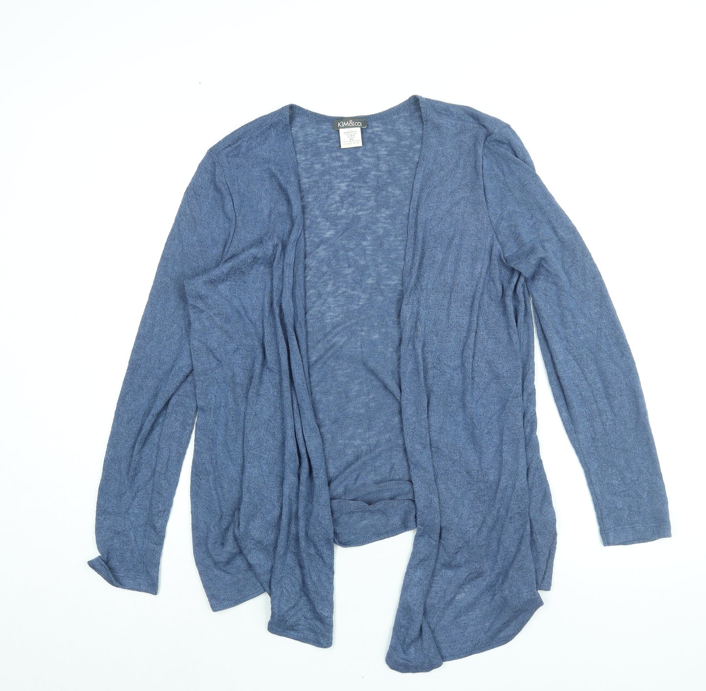 Kim&Co. Womens Blue V-Neck Viscose Cardigan Jumper Size M