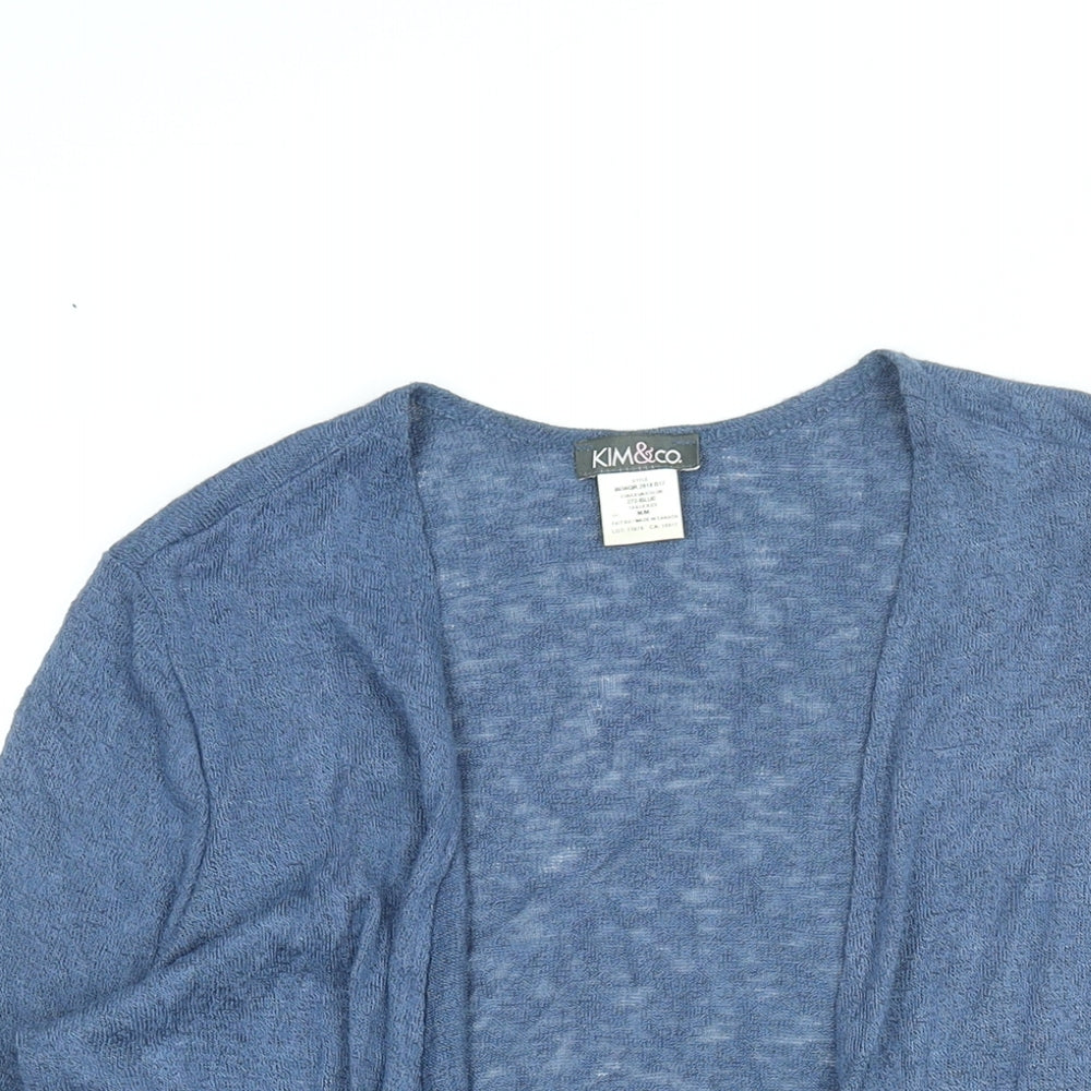 Kim&Co. Womens Blue V-Neck Viscose Cardigan Jumper Size M